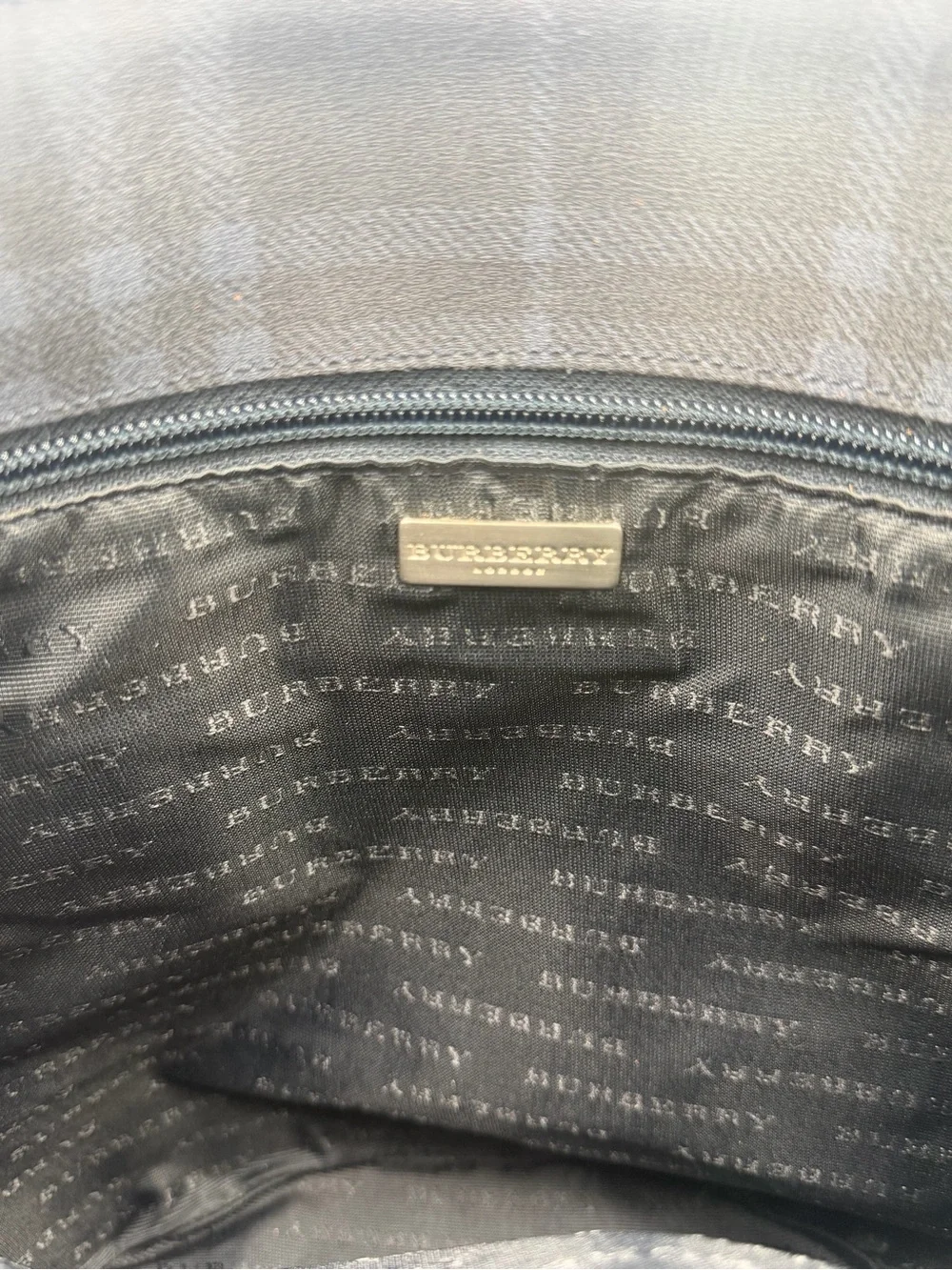 Burberry Black Plaid Leather-Trim Backpack Bucket With Burberry drawstring bag